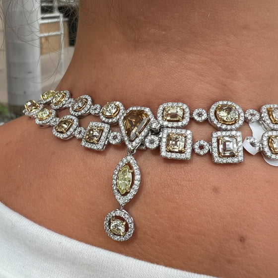 Designer Sophia D Multi Natural Color Diamond and White Diamond Platinum/18K Yellow Gold Necklace