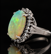 Estate Fine 4.60ct. Opal & Diamond Platinum Ring
