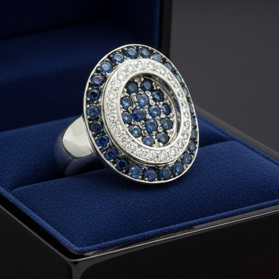 Sapphire and Diamond Platinum Ring