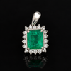 Estate 1.21ct. Emerald & Diamond Platinum Pendant