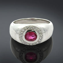 Fine Ruby and Diamond Platinum Ring