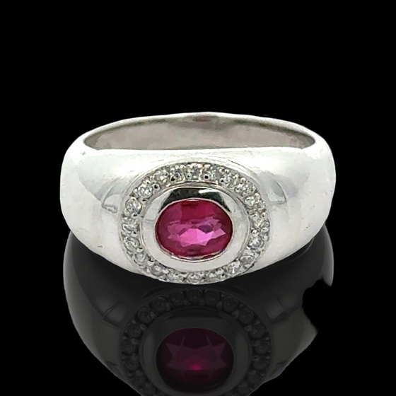 Fine Ruby and Diamond Platinum Ring