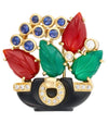 Cartier Paris 1991 Revival "Tabriz Collection" Basket Diamond, Chalcedony, Sapphire, Black Onyx, Carnelion 18Kt Yellow Gold Pendant/Brooch