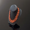 Italy Diamond, Coral and Onyx 18K Yellow Gold 3 Row Necklace