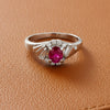 Mid Century Modern Ruby and Diamond Platinum Ring