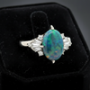 Black Opal and Diamond Platinum Ring