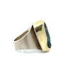 Modern Designer Rough Cut Aquamarine, Silver & 18kt Yellow Gold Set