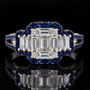 Estate Designer Diamond & Sapphire 18KT White Gold Ring