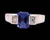Fine Ceylon Sapphire and Diamond Platinum 3-Stone Ring