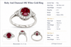 Modern Ruby and Diamond 18K White Gold Ring