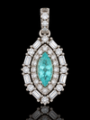 Designer M.C. Marchisio Natural Paraiba Tourmaline & Diamond 18KT White Gold Pendant