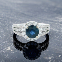  Designer EMJ 1.25 ct Sapphire Diamond Halo Ring 14762