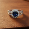 Designer EMJ 1.25 ct Sapphire Diamond Halo Ring 14762