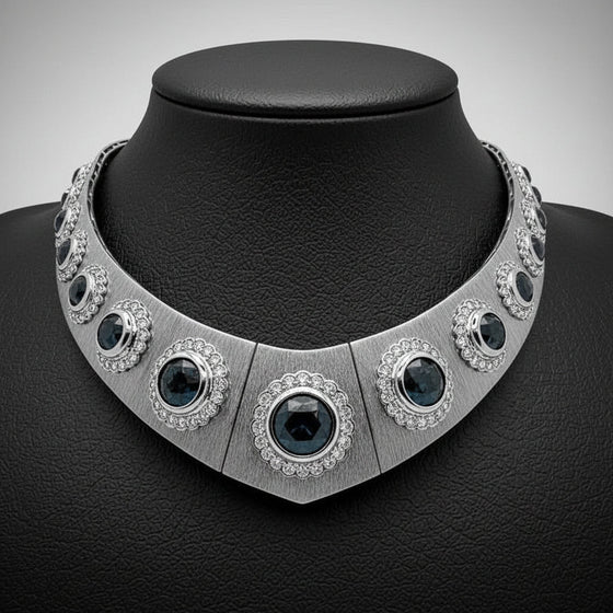 Estate One Of A Kind 23.38 cttw Black Diamond 6.97 cttw White Diamond 18K White Gold Necklace 15018