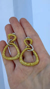 Designer AKMS 6.91cttw Natural Fancy Vivid Yellow Diamond and 18k White & Yellow Gold Dangle Earring