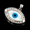 Estate Good Luck Diamond & Mother Of Pearl, Turquoise 18KT White Gold Pendant