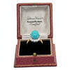 Rare No Treatment/ Natural Turquoise Cabochon and Diamond 18Kt Yellow Gold and Platinum Ring (GIA)