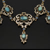 Victorian Harvey & Core Sapphire & Rose Cut Diamond Silver/14K Gold Necklace with Original Fitted Box