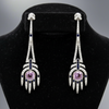 Diamond, Pink and Blue Sapphire and 18K White Gold Dangle Earrings
