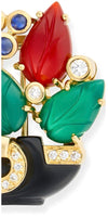 Cartier Paris 1991 Revival "Tabriz Collection" Basket Diamond, Chalcedony, Sapphire, Black Onyx, Carnelion 18Kt Yellow Gold Pendant/Brooch