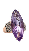 Estate 15.87 ct Amethyst and Diamond 14K Rose Gold Ring 15673