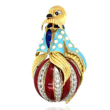  Estate Designer Walrus Diamond Enamel Pendant/ Brooch 13392