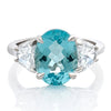 Estate 3.84ct. Paraiba Tourmaline & .93cttw. Shield Cut Diamond Platinum Ring (GIA)