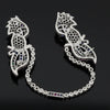 Estate Double Clip (Duette) Diamond, Onyx, Emerald, Sapphire, Ruby 18K White Gold Parrott Brooch