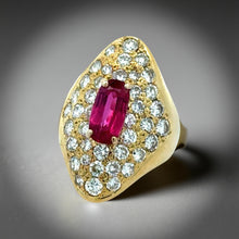  Natural 1.37ct Ruby and Diamond 18k Yellow Gold Ring
