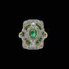 Vintage Emerald & Diamond 18K White & Yellow Gold Ring