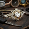 Art Deco .46ct. Old European Cut Diamond Filigree 14k White Gold Ring