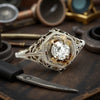 Art Deco .46ct. Old European Cut Diamond Filigree 14k White Gold Ring
