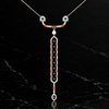 Diamond, Coral, Emerald, Pearl and Onyx 18K White Gold Necklace