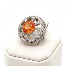  Zydo 5.10 ct Orange Sapphire and Diamond 18K White Gold Cocktail Ring