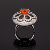 Zydo 5.10 ct Orange Sapphire and Diamond 18K White Gold Cocktail Ring