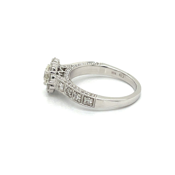 Clyde Duneier Diamond and 14K White Gold Flower Engagement Ring