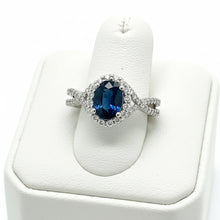  HMA Creations 1.62 carat Sapphire and Diamond 14K White Gold Halo Ring