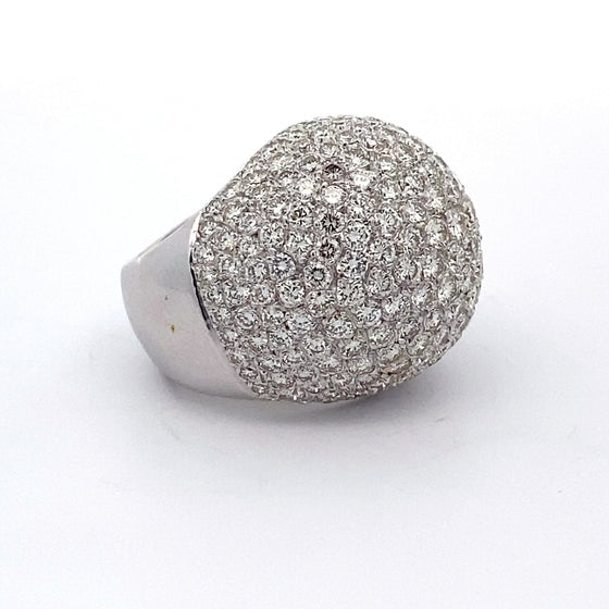 Estate 9.50 cttw Dome Pave Diamond 18K White Gold Ring 14192