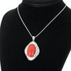 Estate Large Coral Diamond Platinum Necklace 14210