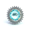 Estate- Rare 12.55ct Mozambique Paraiba Tourmaline and Diamond 18K White Gold Ring (GIA Report)