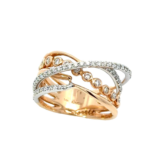 Effy Diamond and 14K White and Rose Gold Ring
