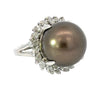 Estate Natural Tahitian Pearl and Diamond Ring 14205