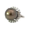 Estate Natural Tahitian Pearl and Diamond Ring 14205