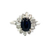 Estate 1.40 ct Sapphire Diamond Platinum Halo Ring 13404