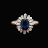 Sapphire and Diamond Platinum Halo Ring