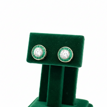  Emerald Earrings 18K White Gold (Center CZ)