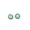 Emerald and Diamond 18K White Gold Earrings (Center Stone CZ)