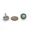 Emerald and Diamond 18K White Gold Earrings (Center Stone CZ)