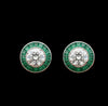 Emerald Earrings 18K White Gold (Center CZ)