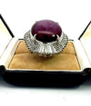 Estate 46.89 ct Star Ruby 3.25 cttw Diamond Platinum Ring 14991